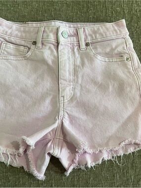 American Eagle Outfitters High Rise Light Pink Frayed Hem Shorts Size 00